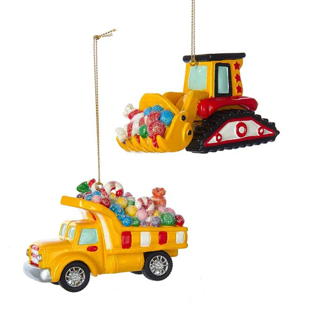 An image of Kurt Adler Candy Filled Construction Vehicle Ornament