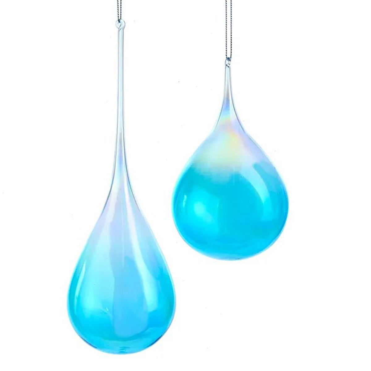An image of Kurt Adler Glass Blue Drop Ornament