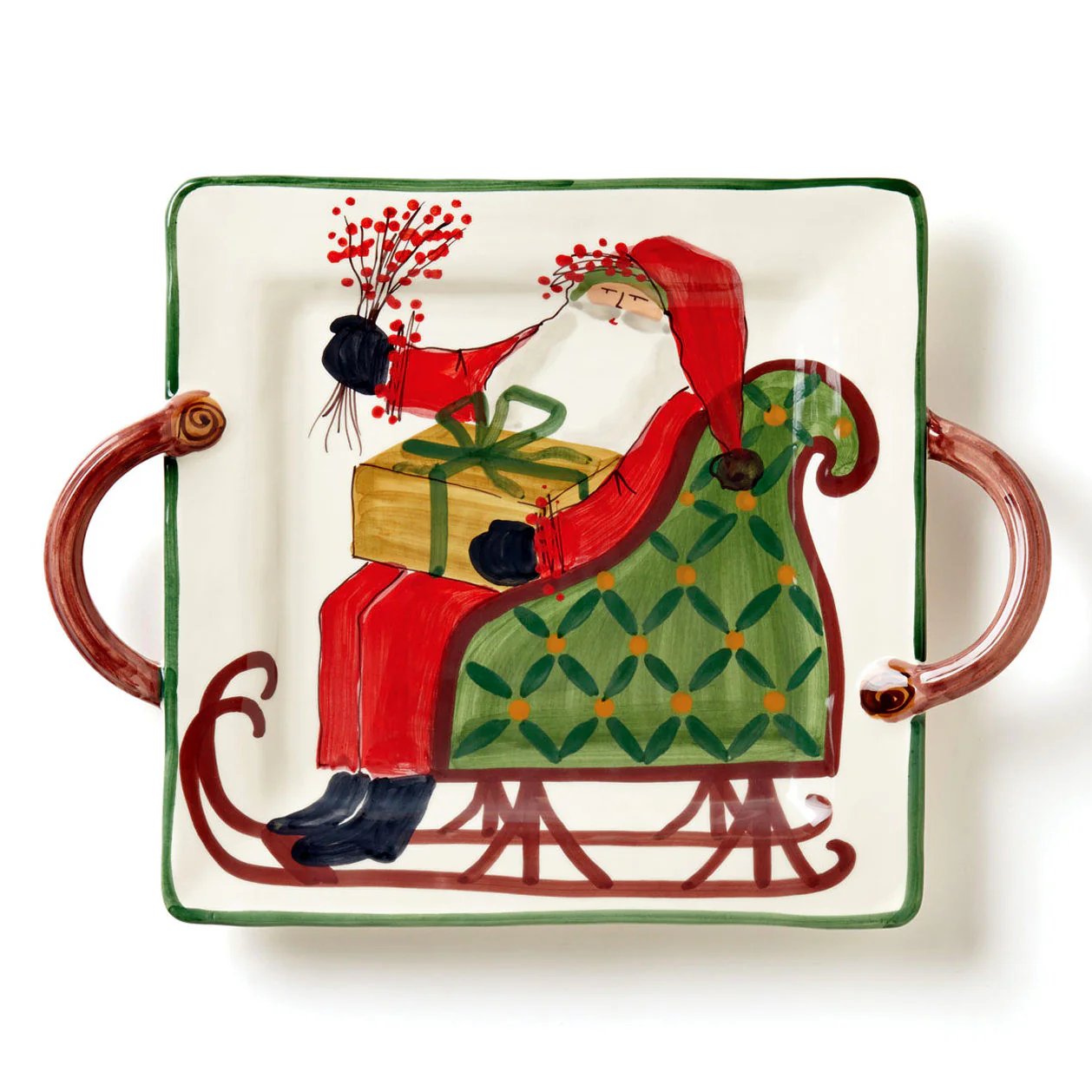 Vietri Old St. Nick Handled Square Platter
