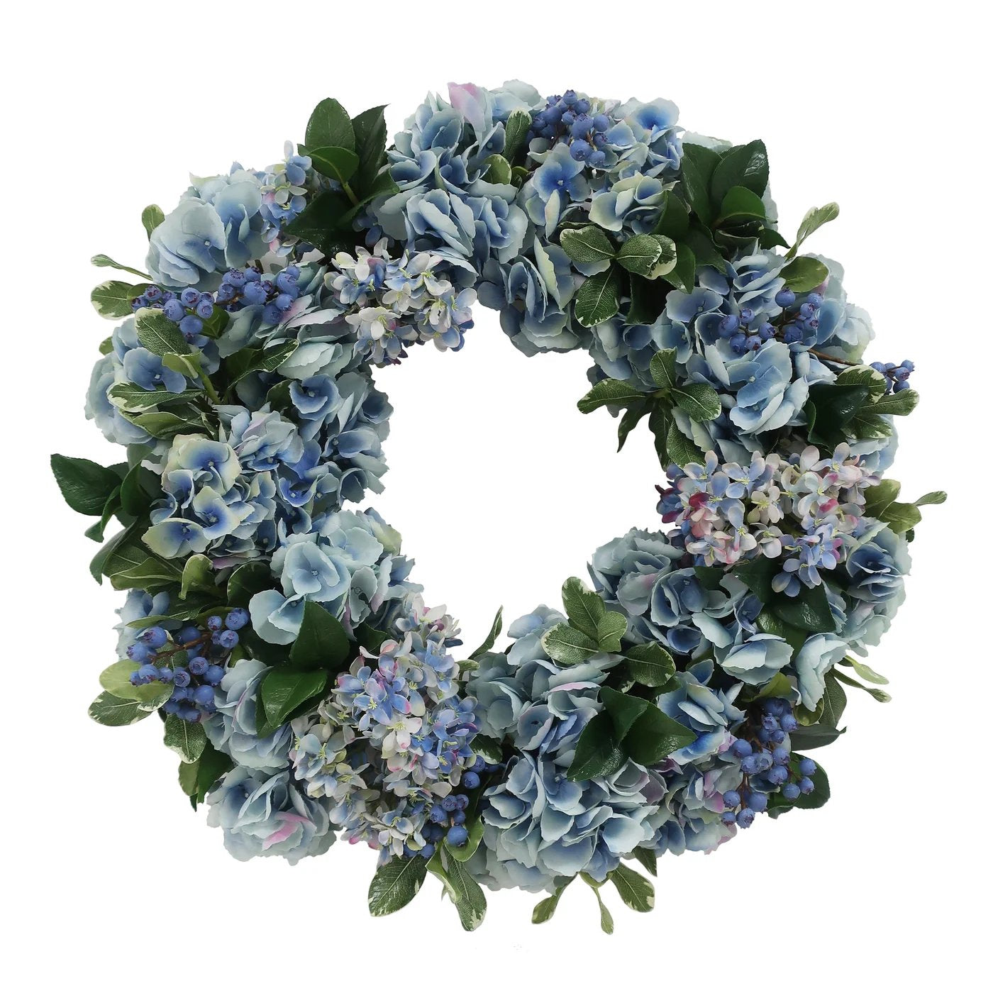 An image of Winward Blue Hydrangea Wreath