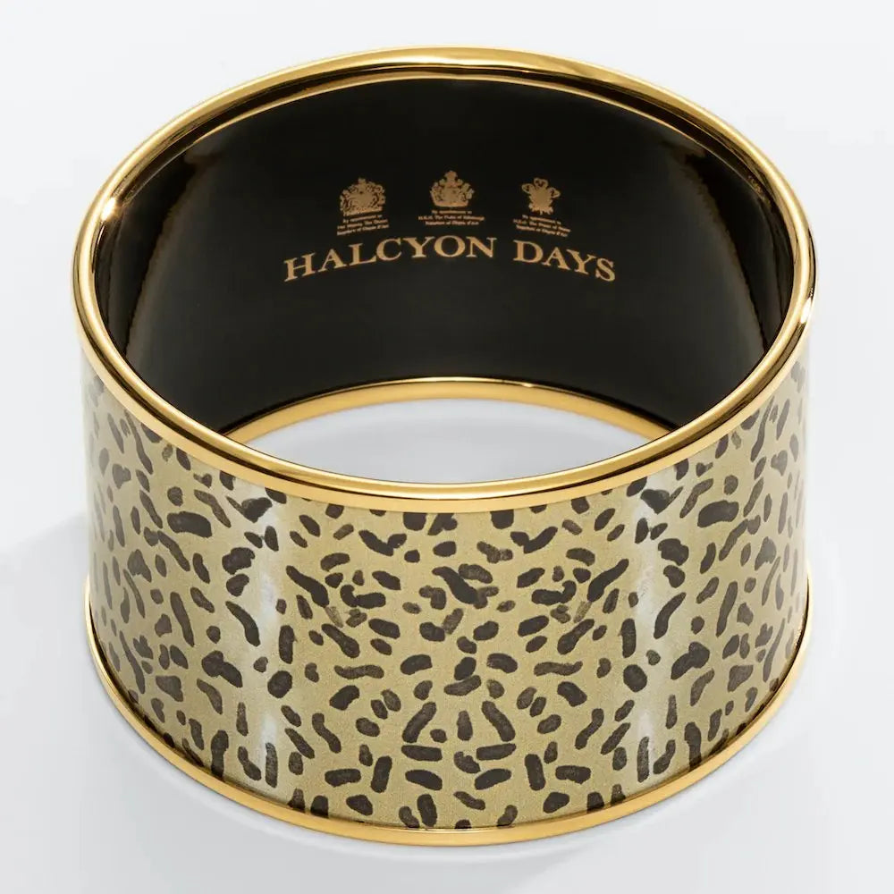 Halcyon Days Leopard Gold Enamel Cuff Bangle