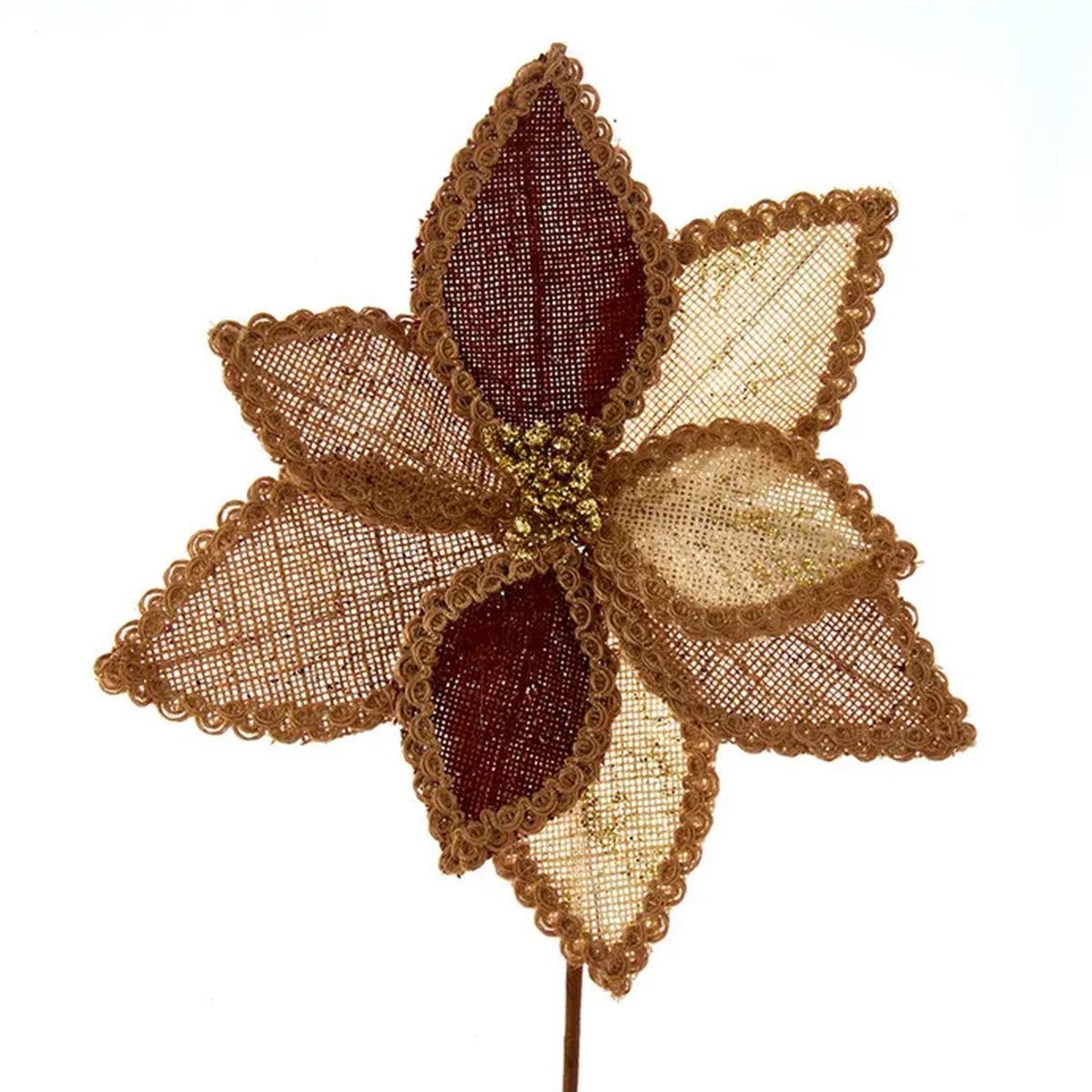 Kurt Adler Natural Macramé Poinsettia Pick