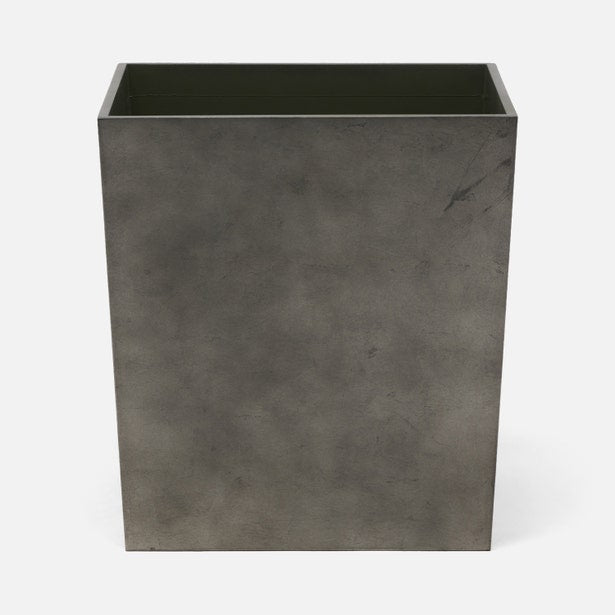 Pigeon and Poodle Davos Silver leaf Rectangular Wastebasket
