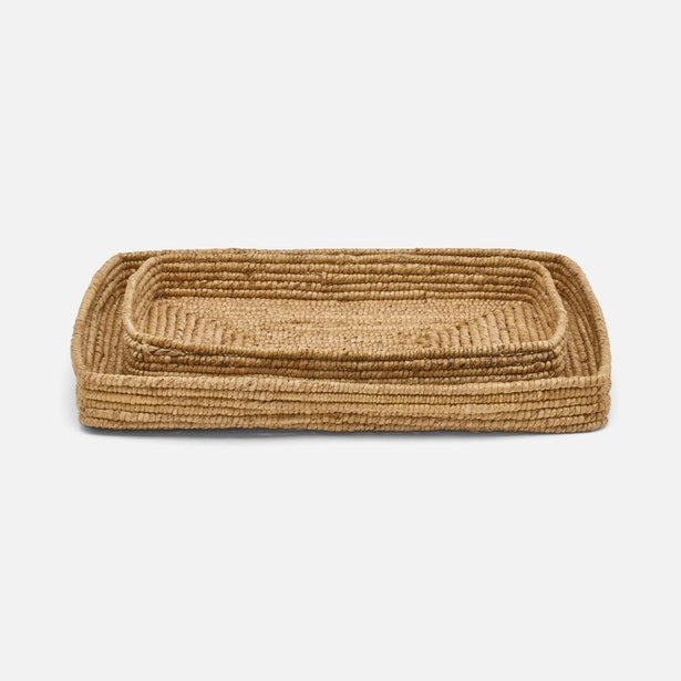 Pigeon and Poodle Magnolia Abaca Natural Tray Set