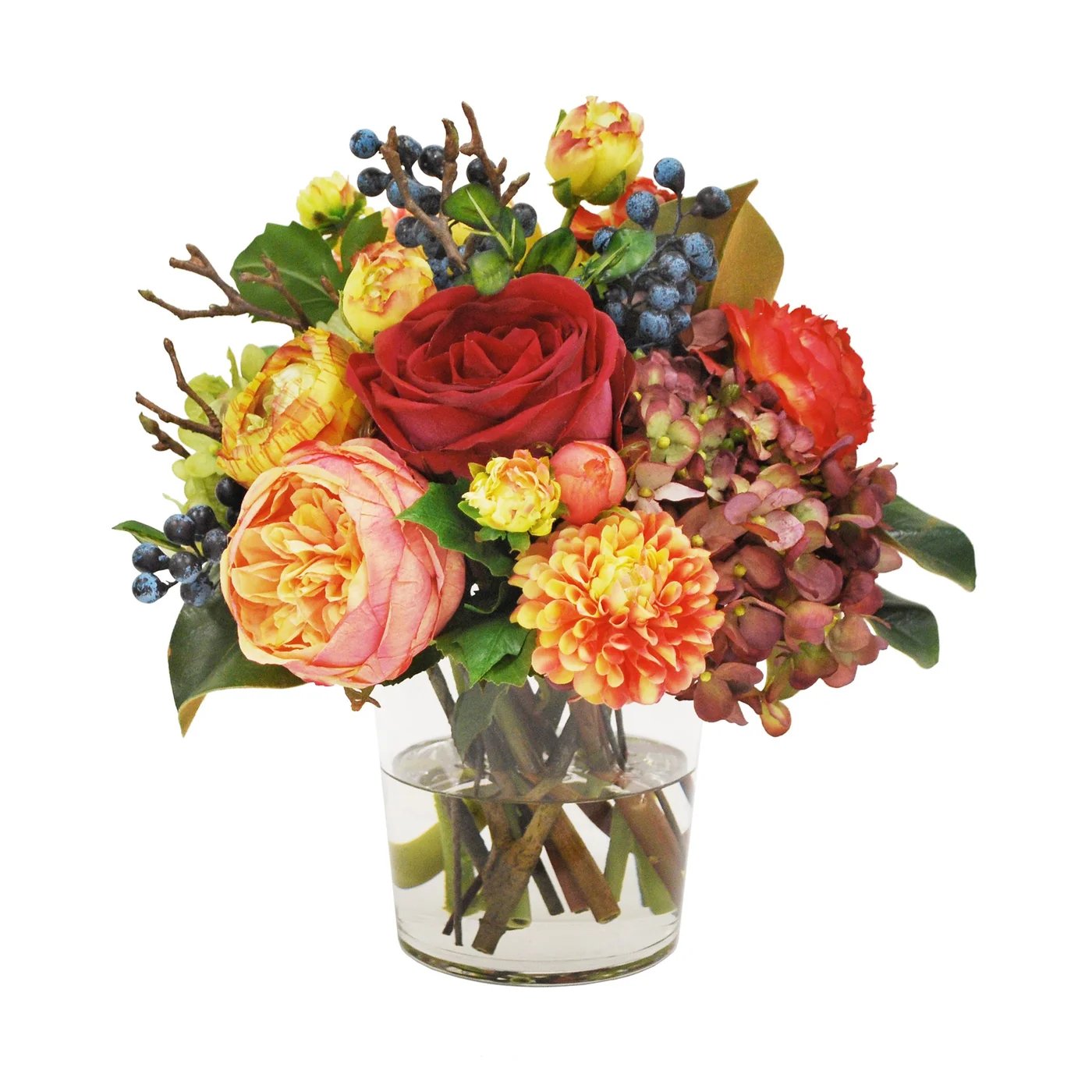 An image of Winward Mix Fall Hydrangea & Rose in Vase