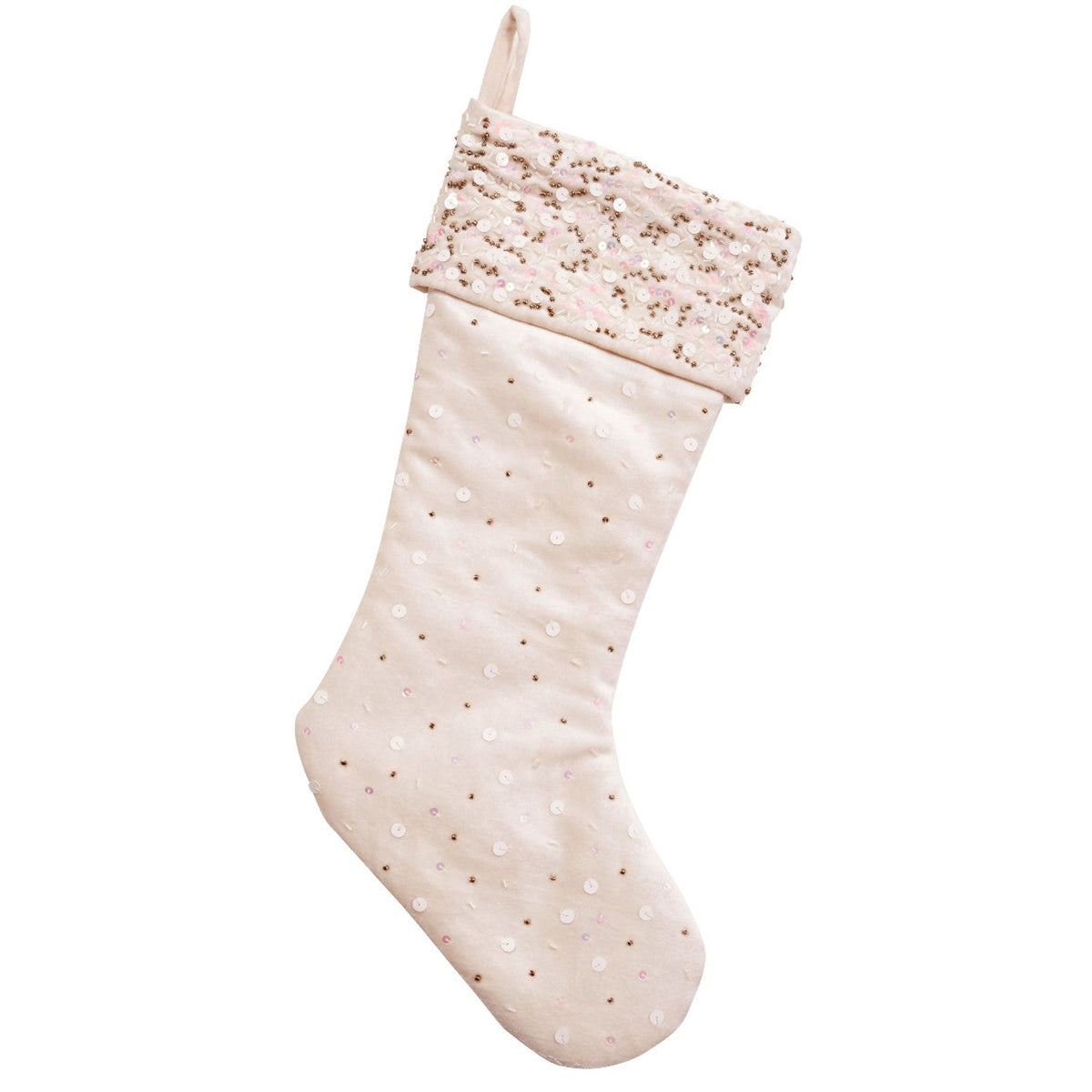 Arcadia Home White with Sequins Velvet Stocking