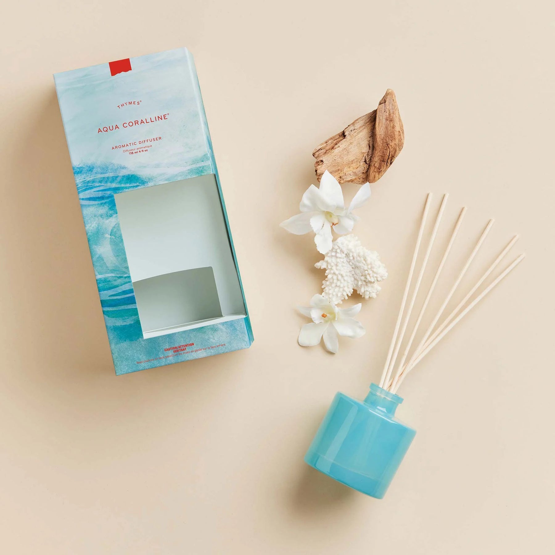 An image of Thymes Aqua Coralline Petite Reed Diffuser 4.0 fl oz