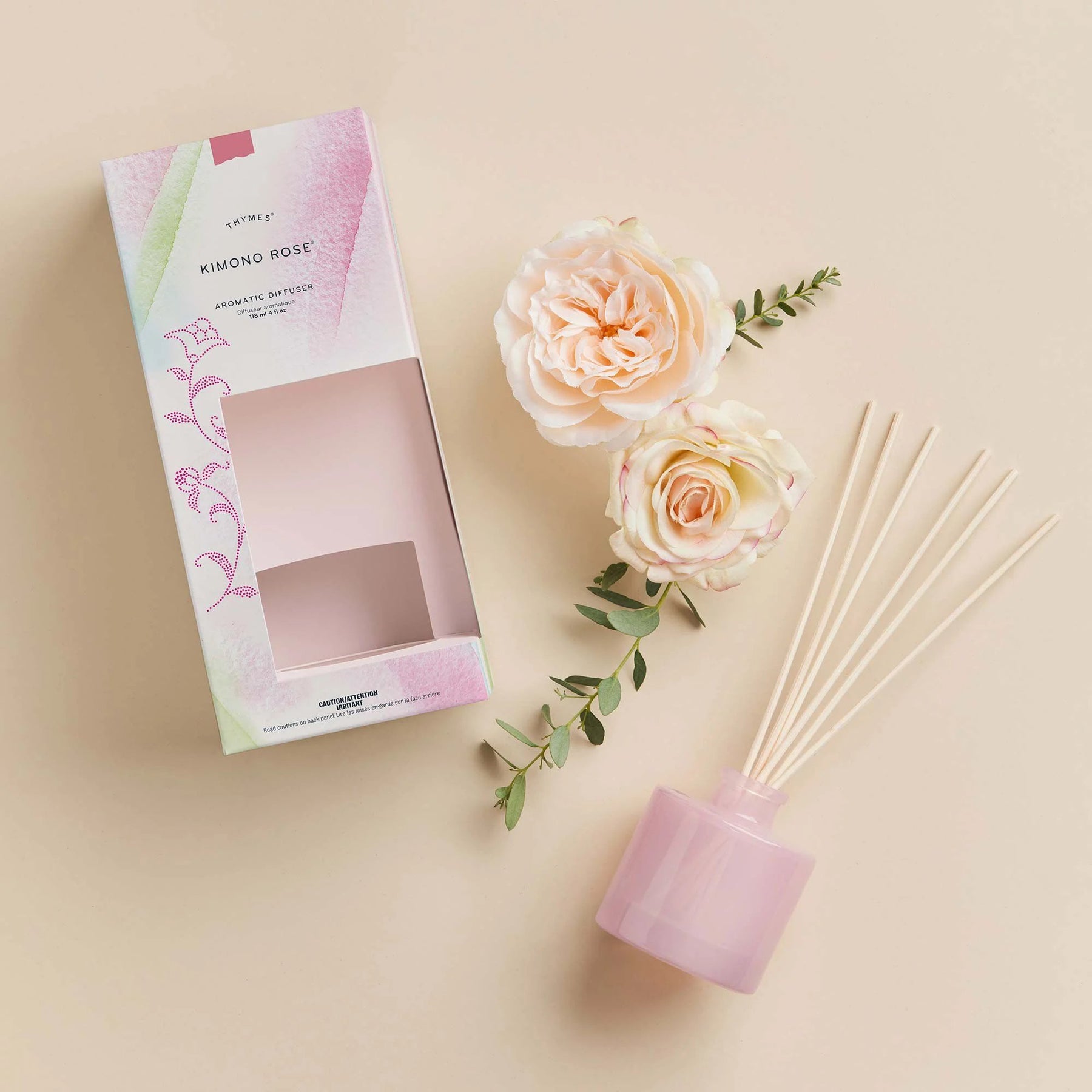 An image of Thymes Kimono Rose Petite Reed Diffuser 4.0 fl oz
