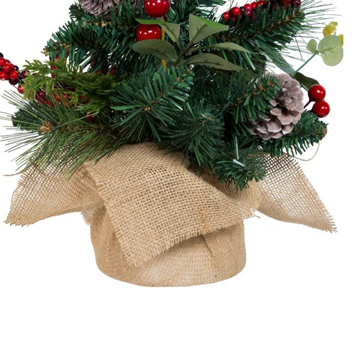 An image of Kurt Adler Un-Lit Green Tree with Berries and Pinecone Ribbon