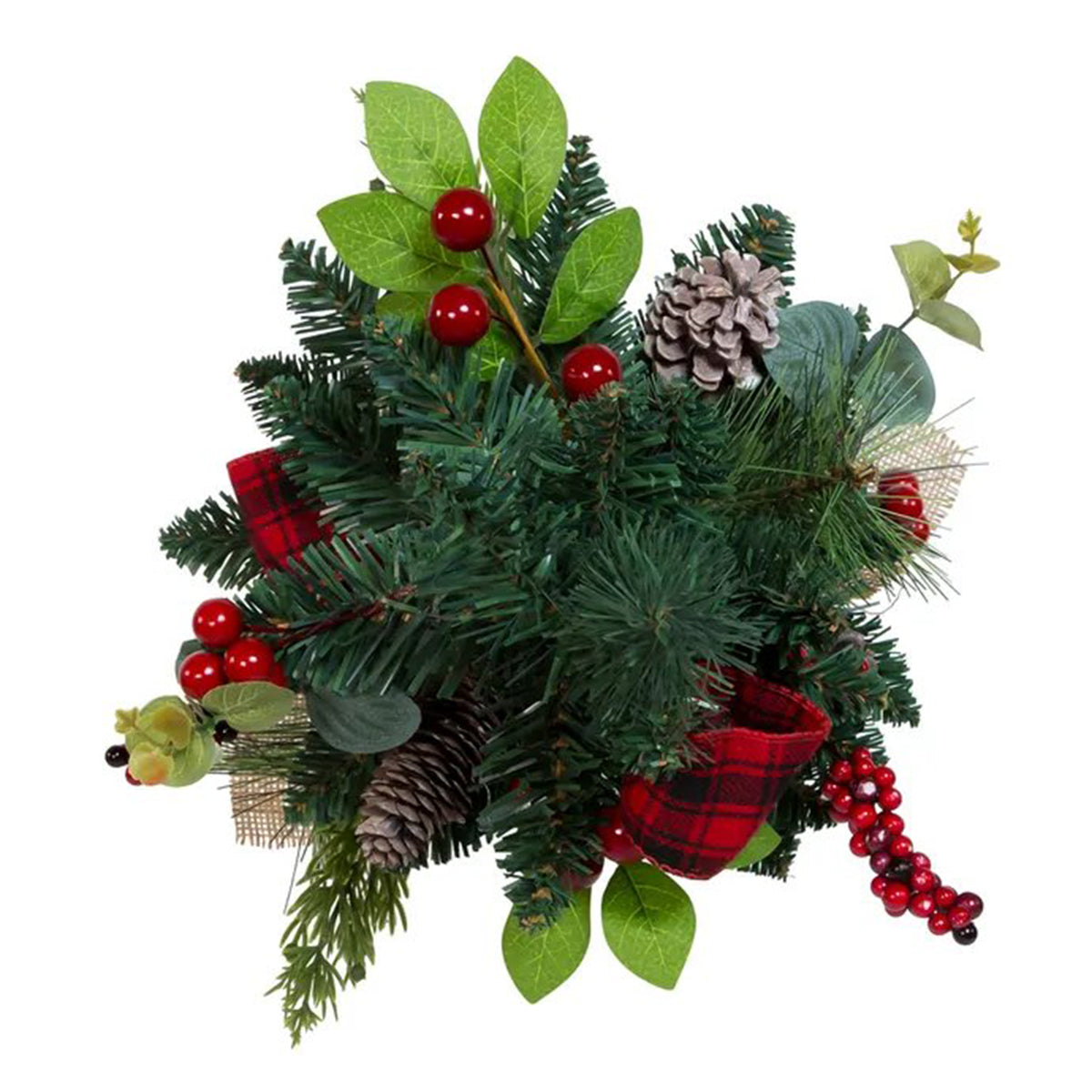 An image of Kurt Adler Un-Lit Green Tree with Berries and Pinecone Ribbon