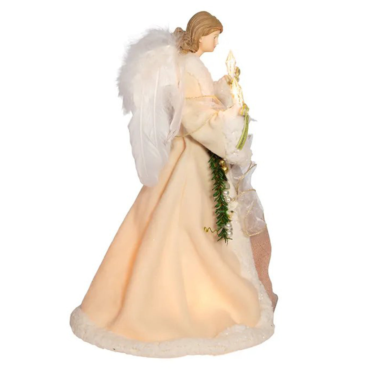 An image of Kurt Adler 10-Light Ivory and Grey Angel Treetop
