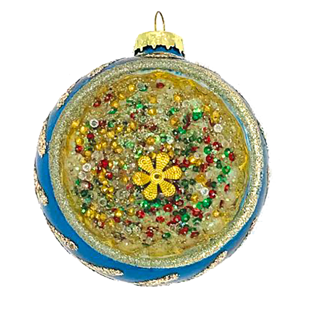 An image of Winter Street Vintage Ball Blue Ornament