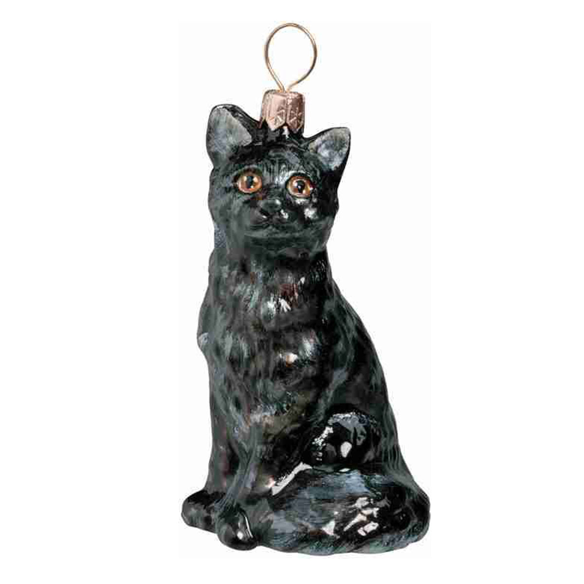 Joy to the World American Shorthair Black Cat Ornament