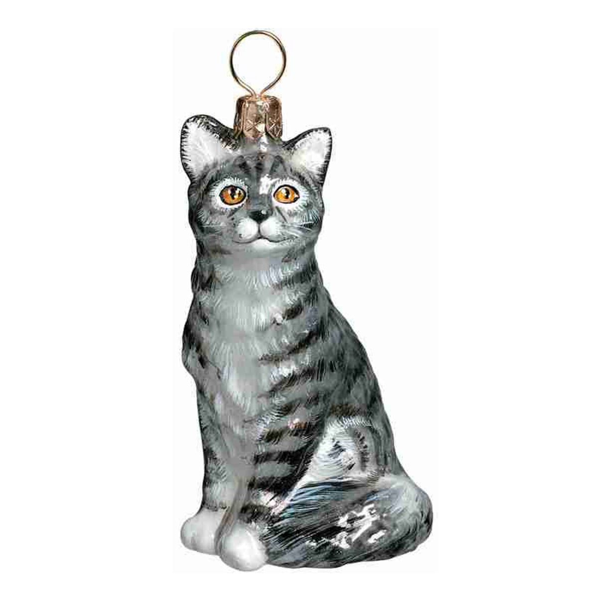 Joy to the World American Shorthair Gray Cat Ornament