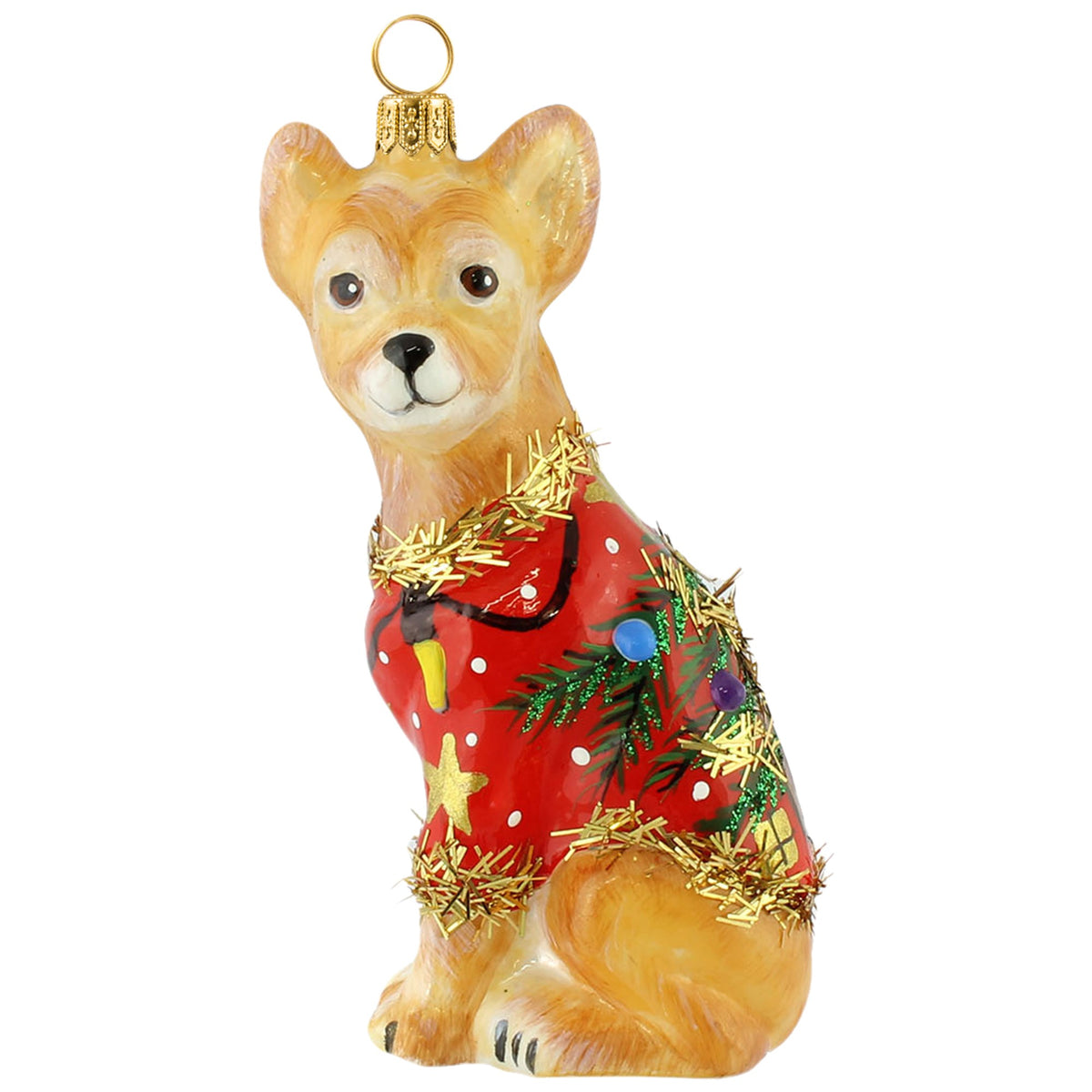 Joy to the World Chihuahua with Ugly Christmas Sweater Ornament
