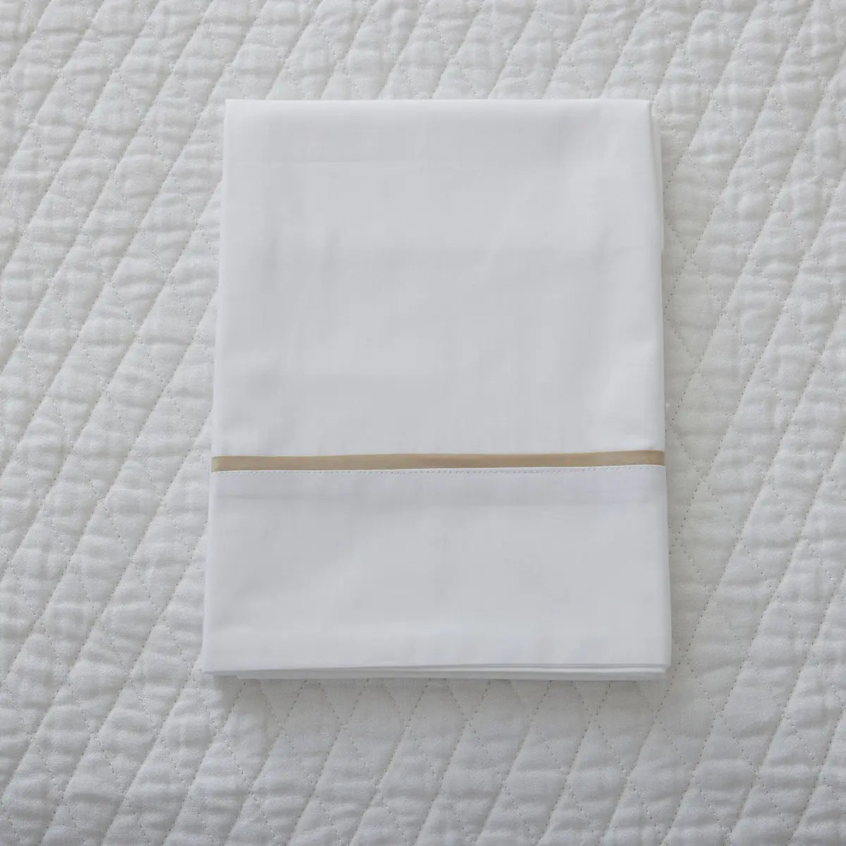 Gracious Home Bali Pillowcase - White with Sand Stripe
