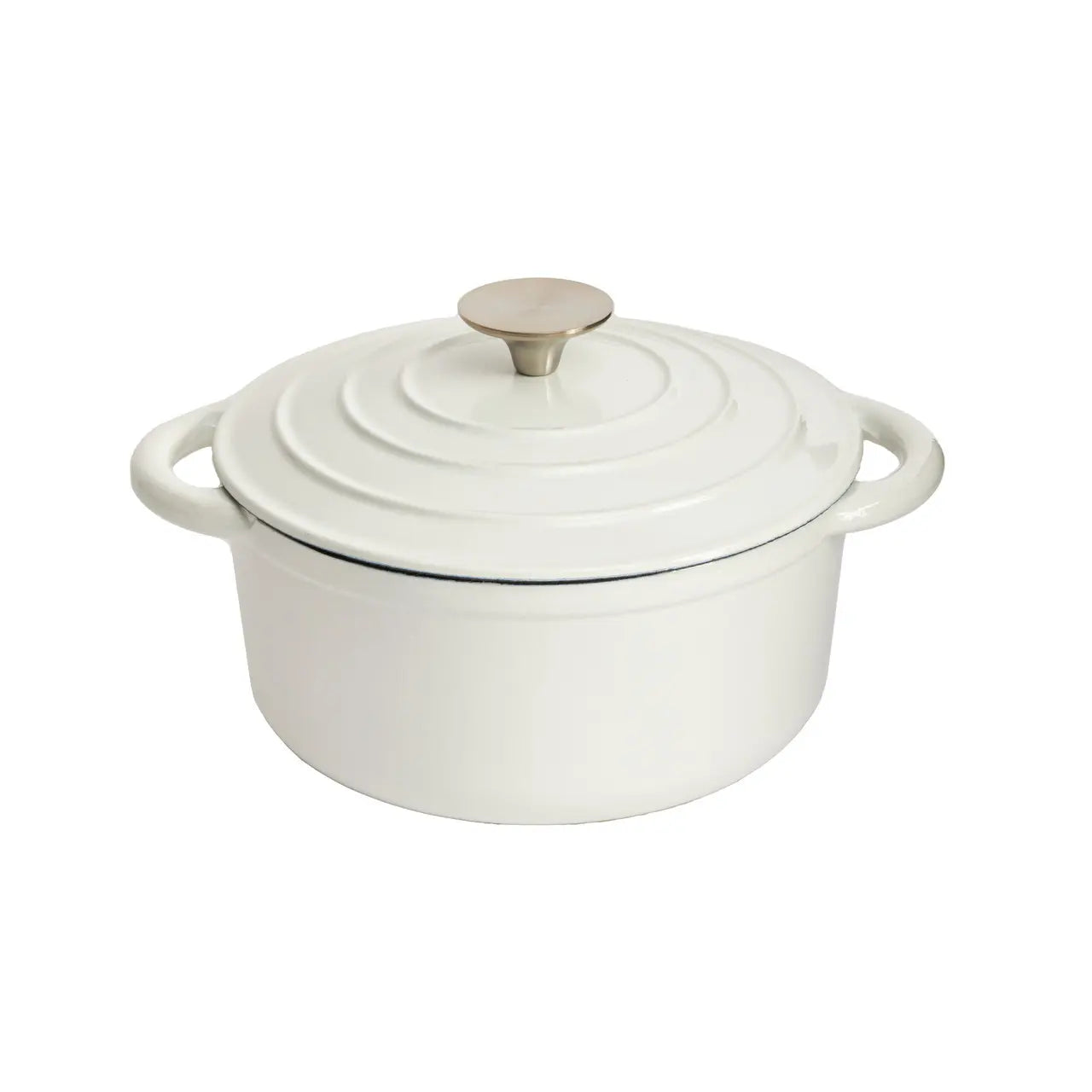 Enameled Cast Iron 8 1/4 inch Round Dutch Oven in White