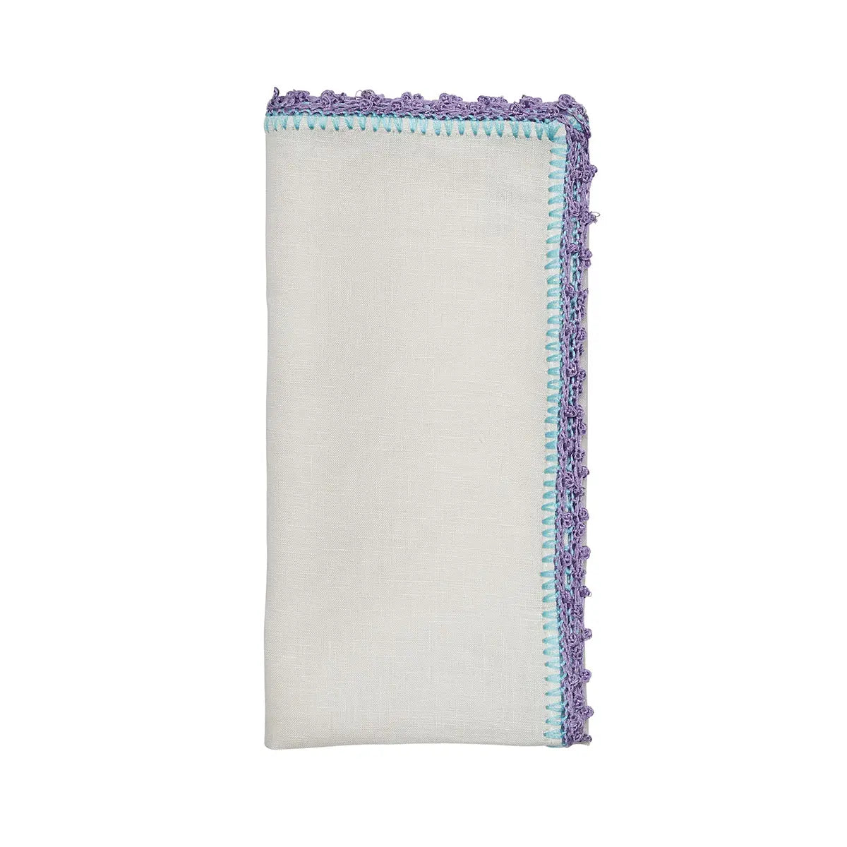 Kim Seybert Knotted Edge Napkin in White Lilac and Blue