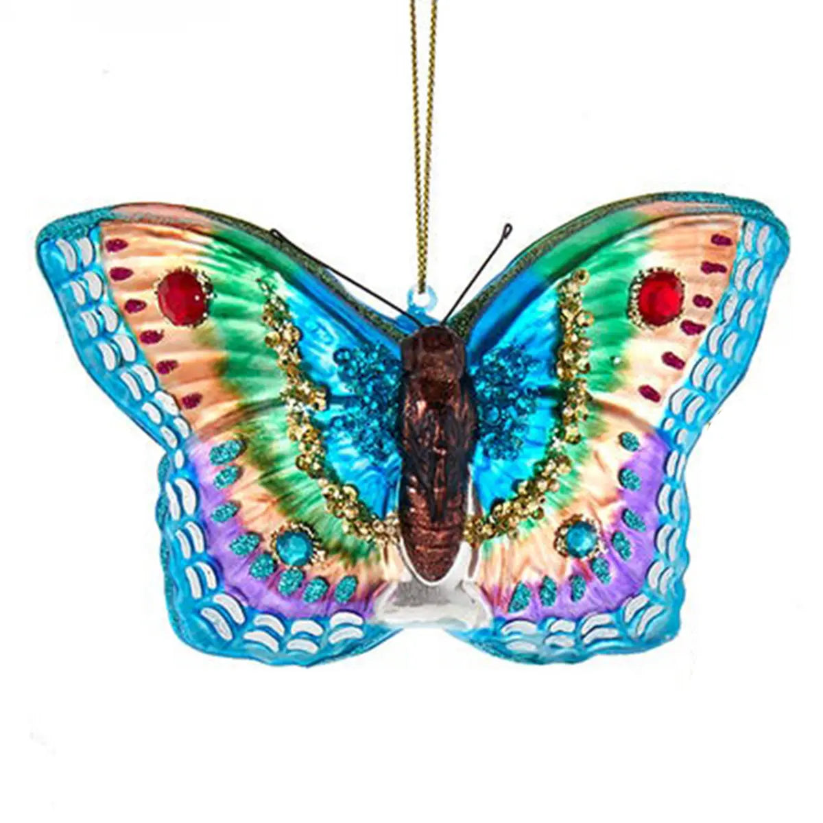 Kurt Adler 3.25in Glass Butterfly with Bronze Accents Ornament