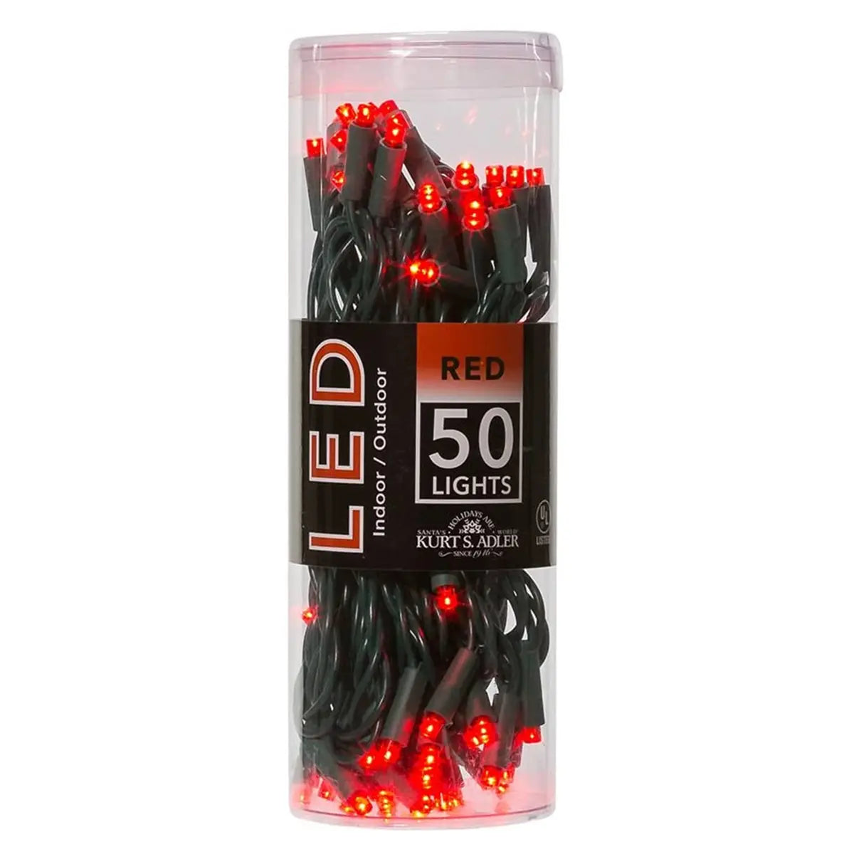 Kurt Adler UL 50 lights Red Led with Green Wire Set