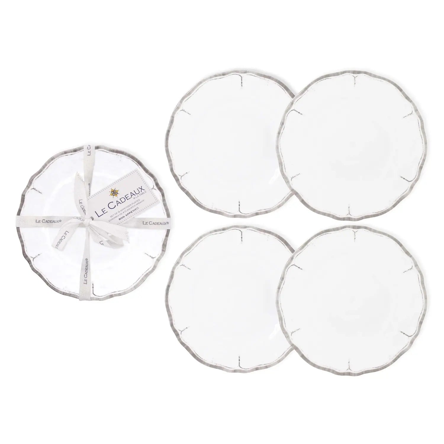 Le Cadeaux Rustica Antique White Appetizer Plates- Set of 4