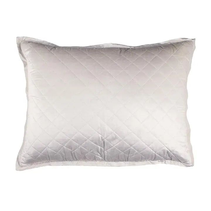 Lili Alessandra Chloe Diamond Quilted Luxe Euro Pillow in Ivory