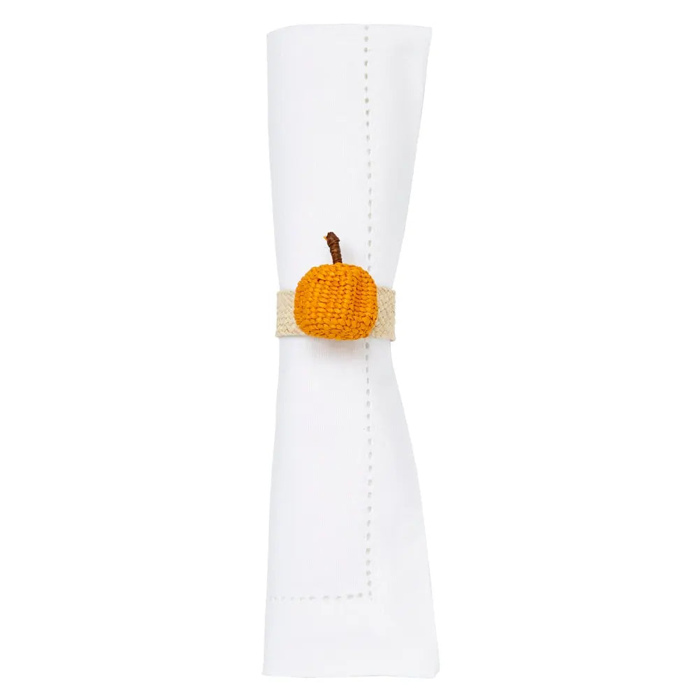 Mode Living Orchard Napkin Ring with Pumpkin on a napkin