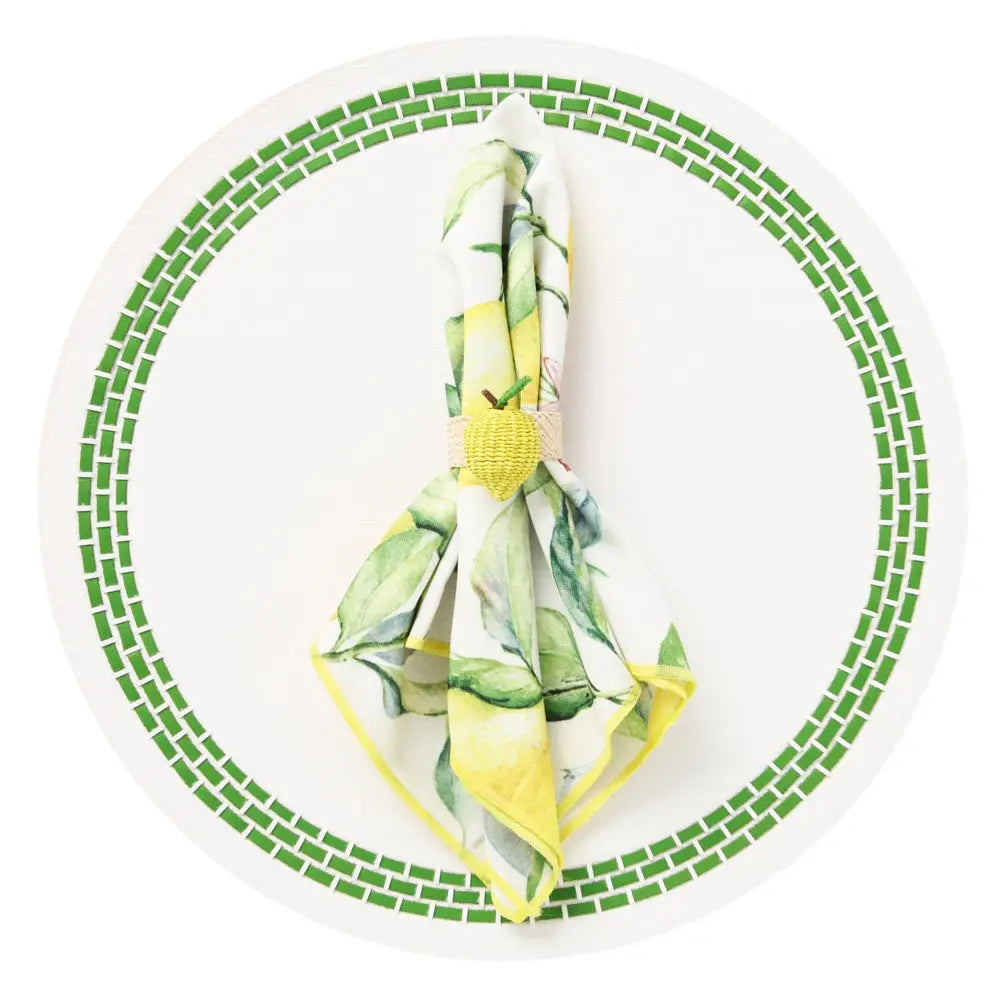 Mode Living June Placemat in Green with napkin on top