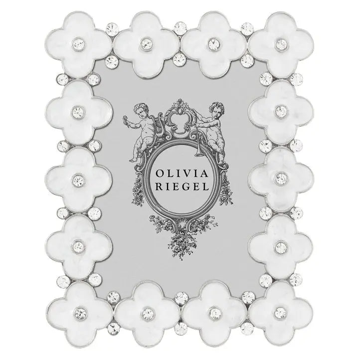 Olivia Riegel White Enamel Clover 2.5 x 3.5 Frame 