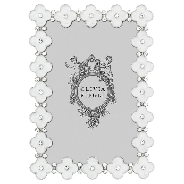 Olivia Riegel White Enamel Clover 4x6 Frame 