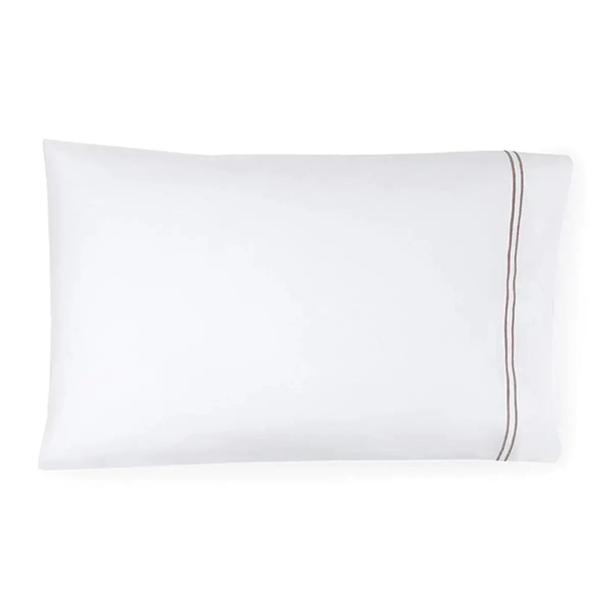 Sferra Grande Hotel Pillowcase Pair in White with Grey Trim