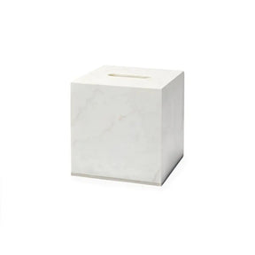 Sferra Pietra Marble Tissue Holder in White, Silver