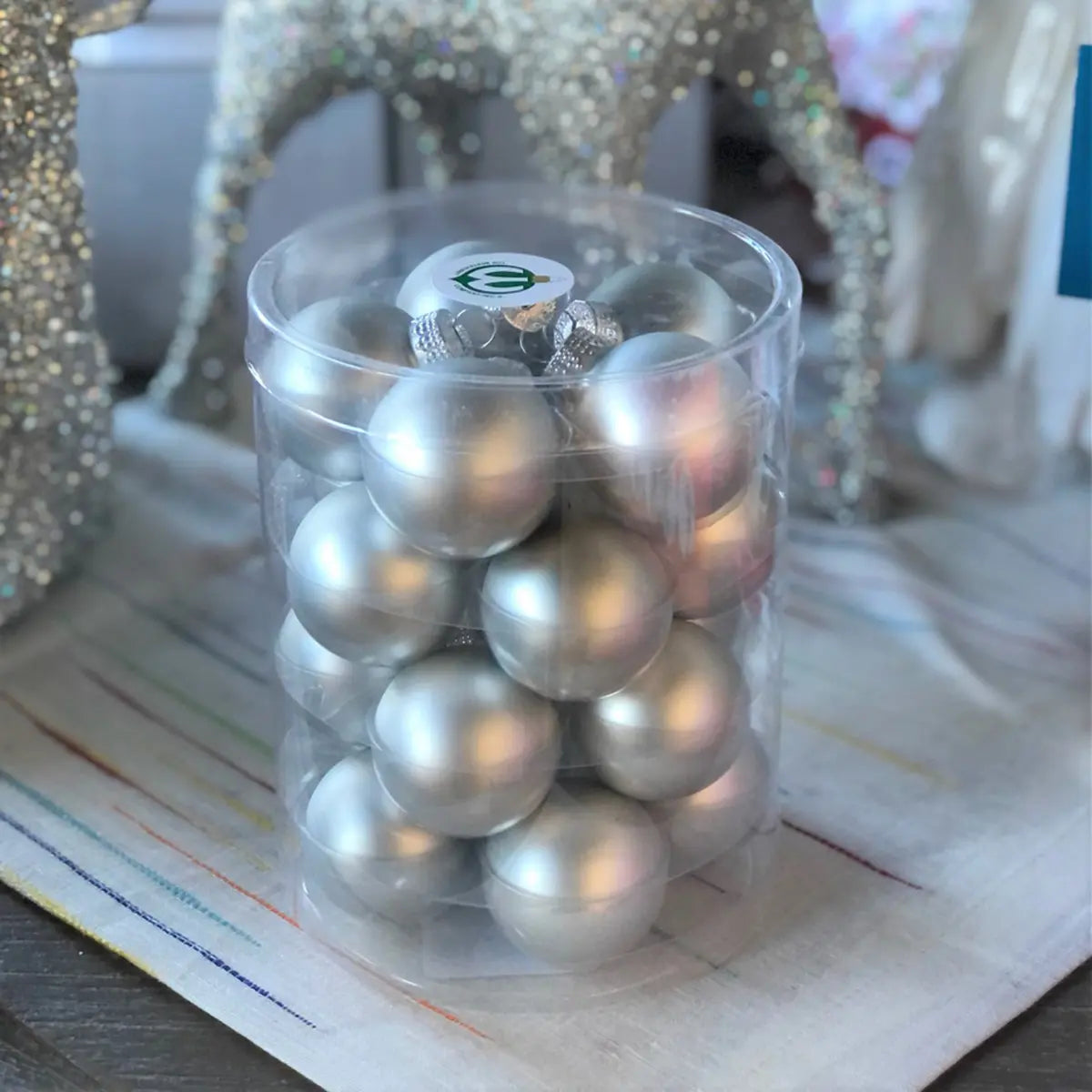 The Whitehurst Silver matte- 1.5 in Glass Balls- Box of 20