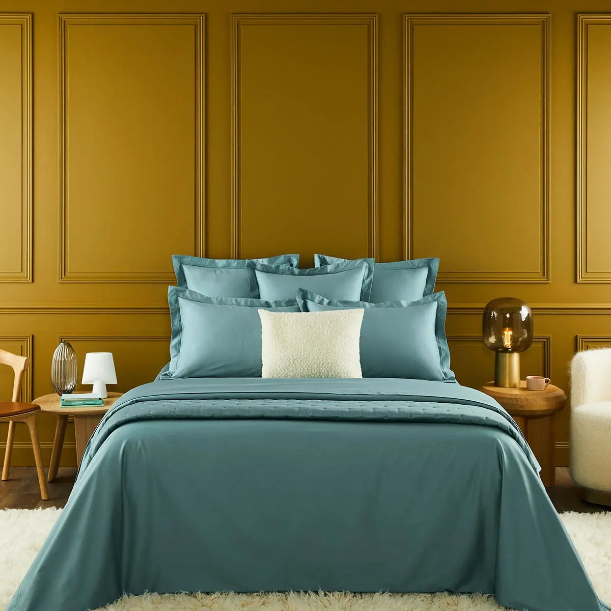 Yves Delorme Triomphe Bedding Collection in Fjord in a room