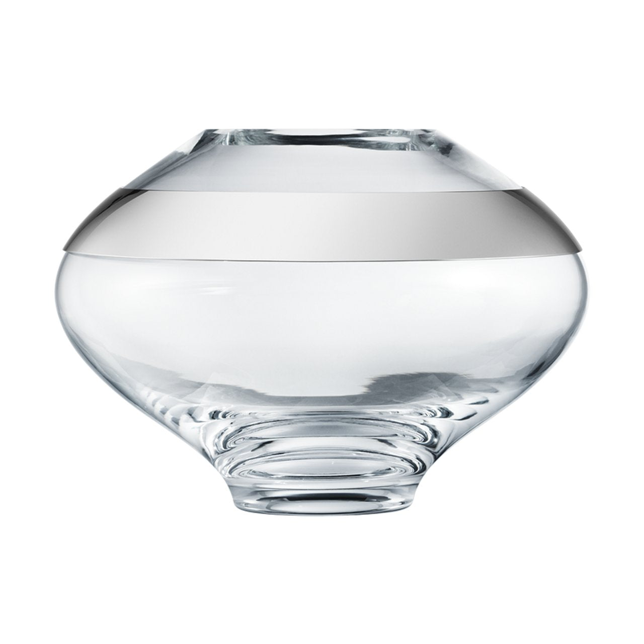 An image of Georg Jensen Duo Stainless Steel & Glass Round Vase