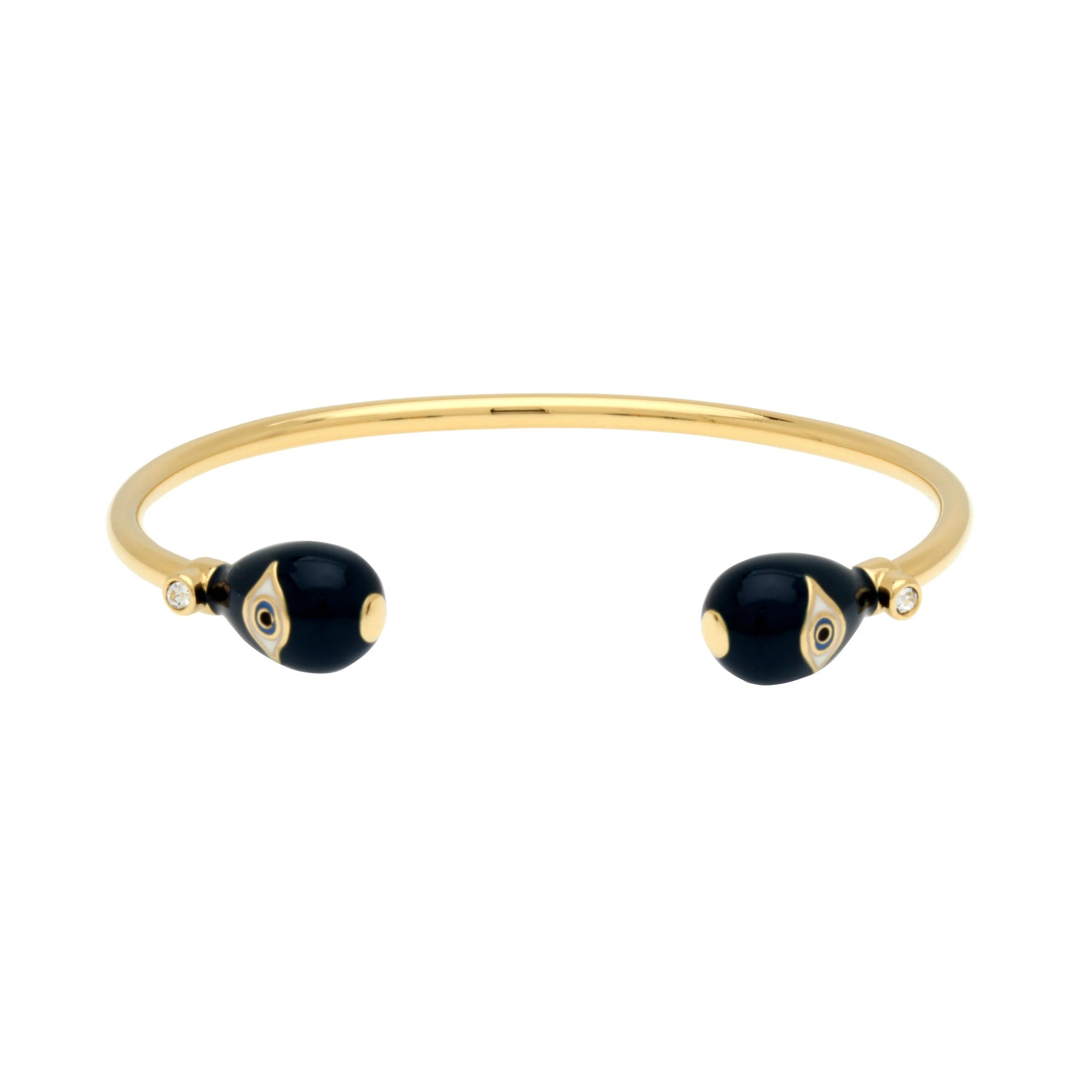An image of Halcyon Days Evil Eye Torque Bangle - Midnight Blue, Gold