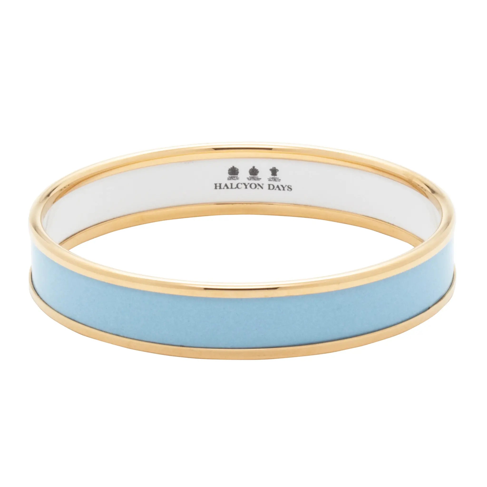 Halcyon Days Enamel Bangle in Forget me not blue and gold