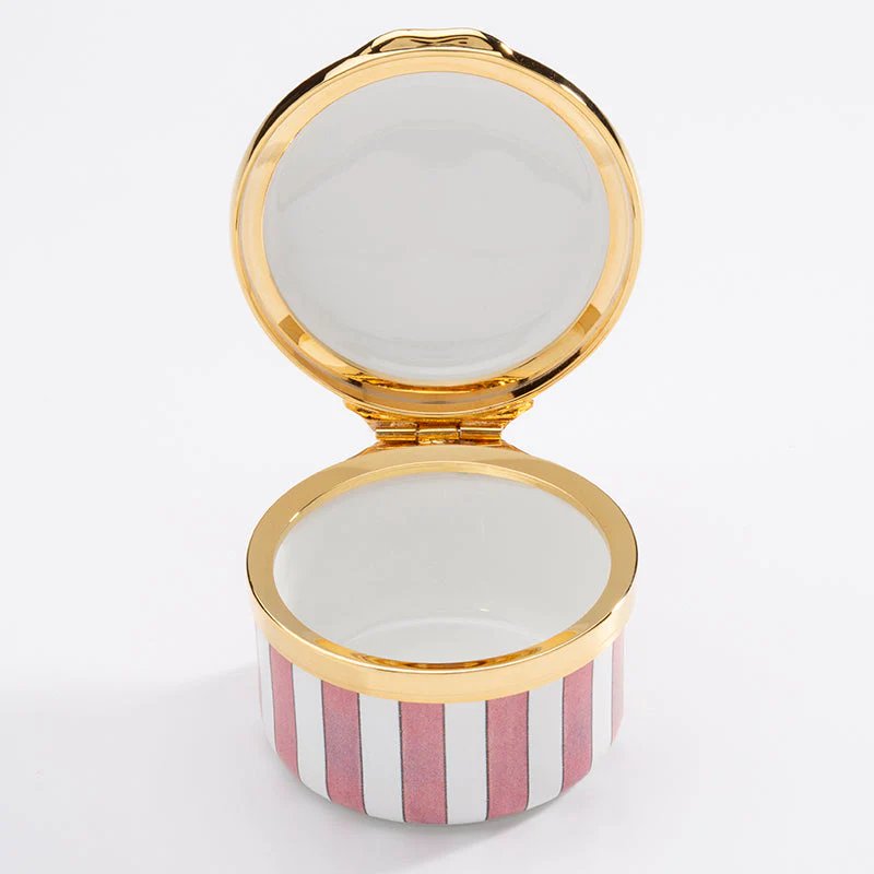 An image of Halcyon Days It's a Girl Enamel Box Pink/White