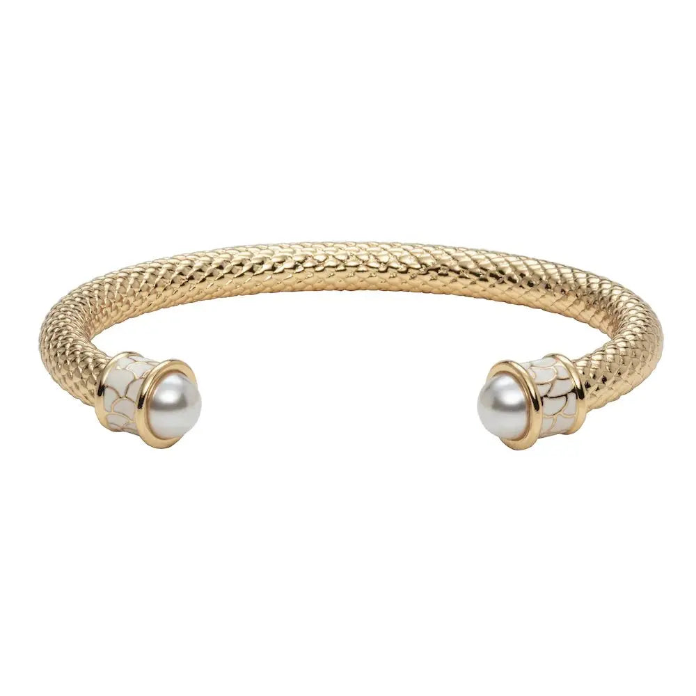  Halcyon Days Salamander Torque Bangle in Pearl Gold