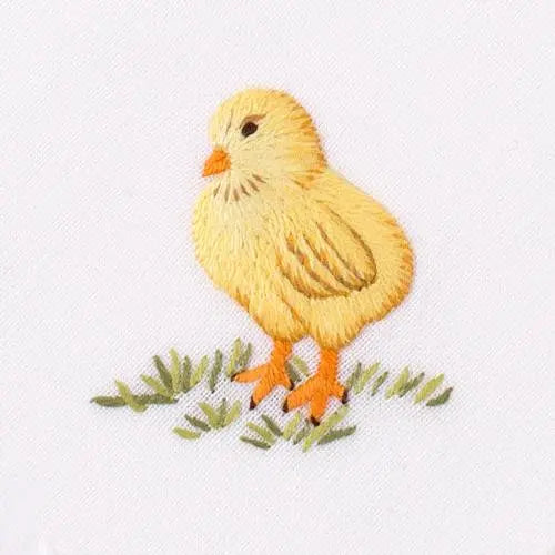 Henry Handwork Easter Cocktail Napkins with a yellow chick embroidery