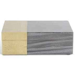 K and K Interiors Grey Marbled Resin and Textured Brass Nesting Boxes in Large size