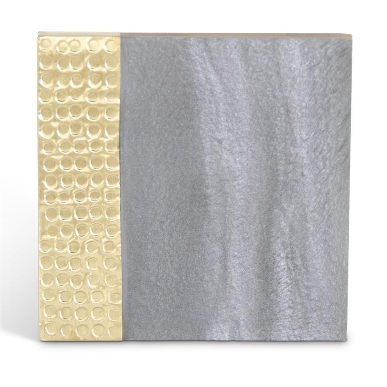 K & K Grey Marbled Resin & Textured Brass Coasters - Set of 4