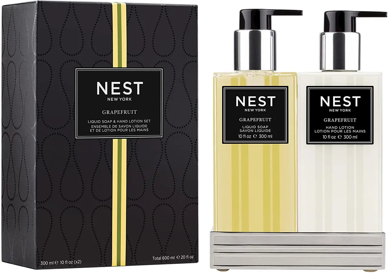 NEST NEW YORK Grapefruit two piece Caddy Gift Set with 300 milliliter 10 fluid ounce Liquid Hand Soap and Hand Lotion