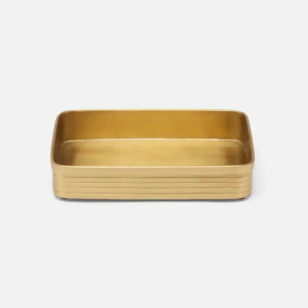 Pigeon & Poodle Adelaide Rectangular Soap Dish in Matte Gold Brass