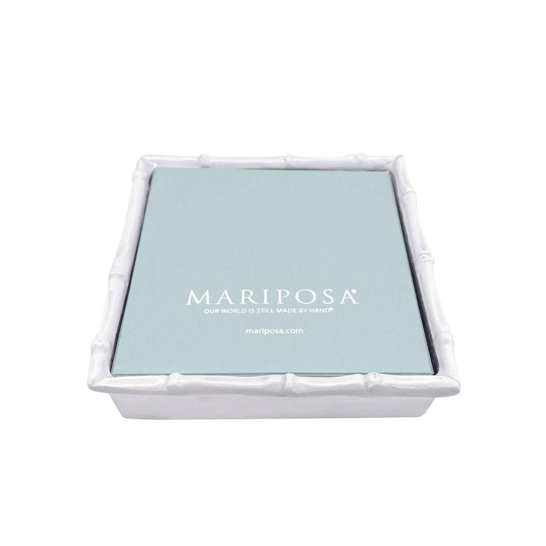 Mariposa Bamboo White Napkin Box with Insert