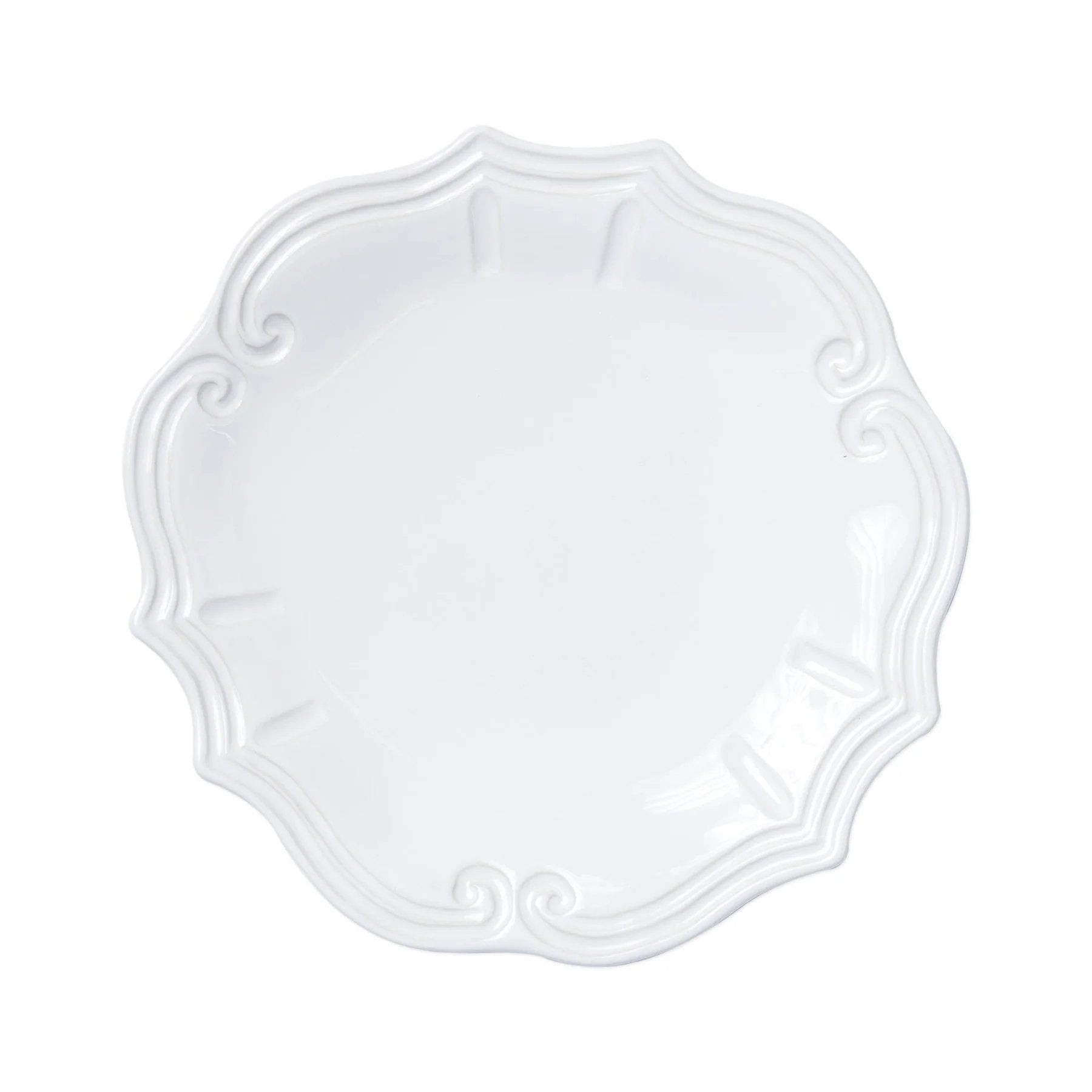 Vietri Incanto Stone Baroque Dinner Plate - White