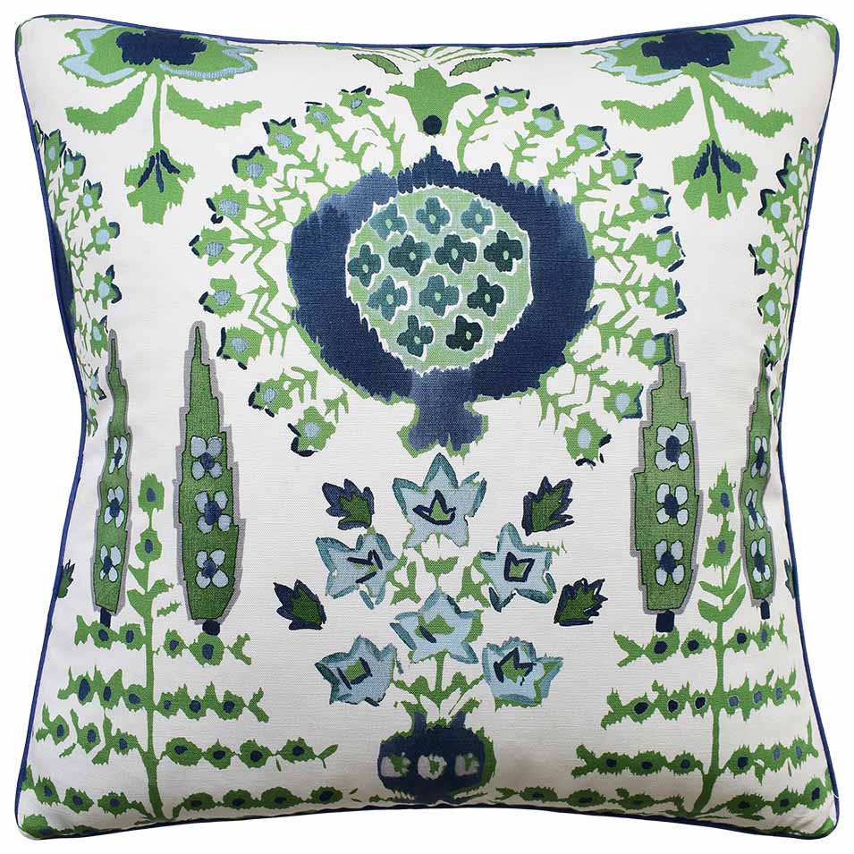 Ryan Studio Mendoza Suzani Blue & Green Decorative Pillow