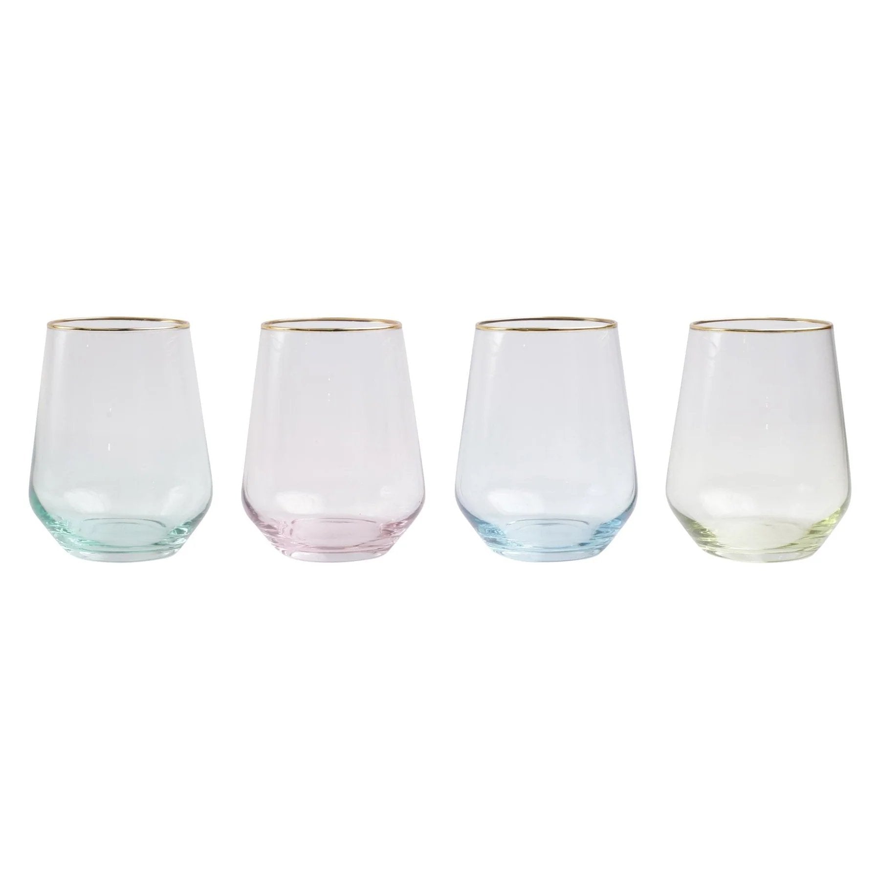 Vietri Rainbow Assorted Stemless Wine Glasses, Set of 4