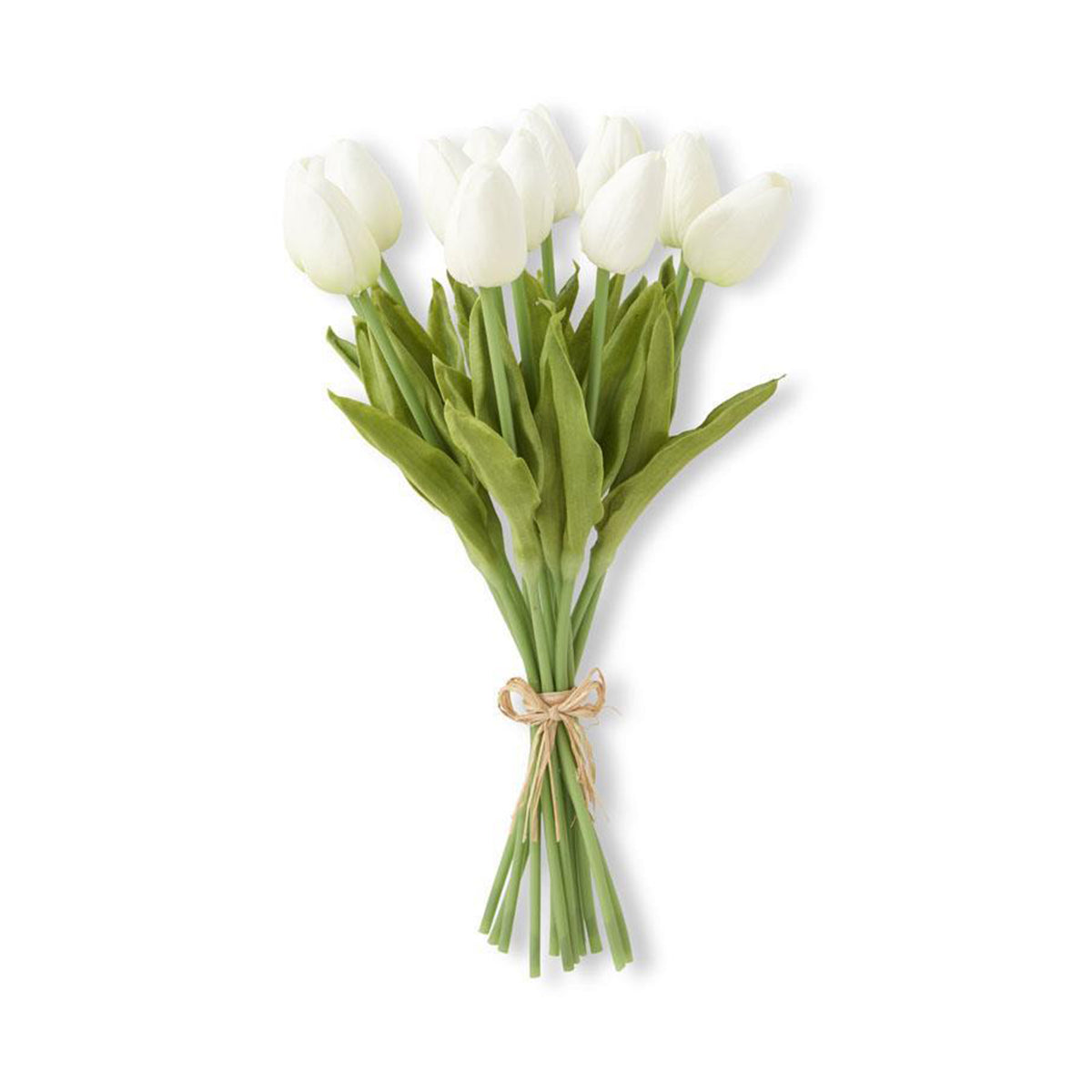 K&K 13.5" White Real Touch Mini Tulip Bundle (12 stems)