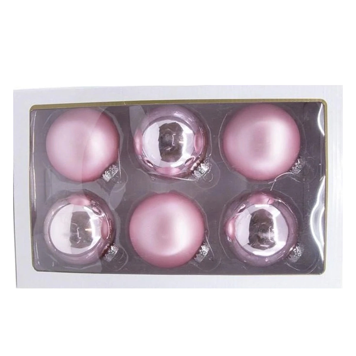 Kurt Adler 80 mm Shiny, Matte Pink Glass Ball Set of 6